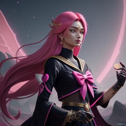 Sailor Star Healer in Pink and Black