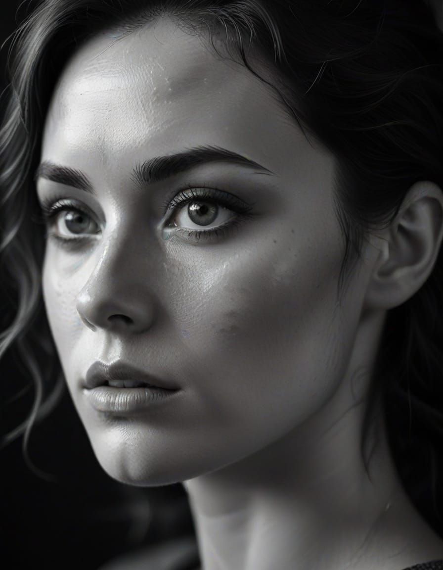 Film Noir Portrait of a Contemplative Young Woman
