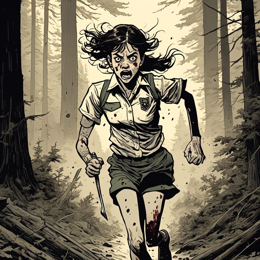 Teenager Runs from Grotesque Mask in Foggy Forest