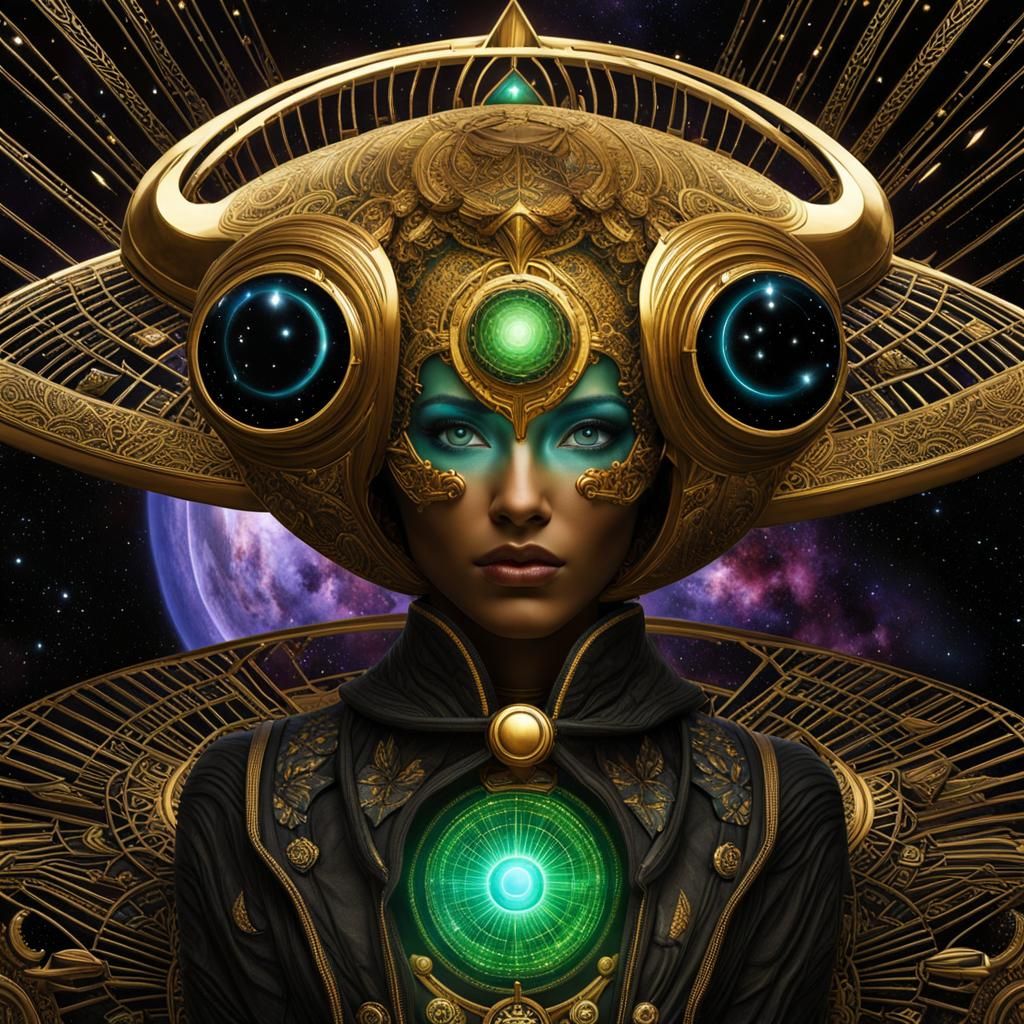 Arcturian in Airship with Gold Flight Suit