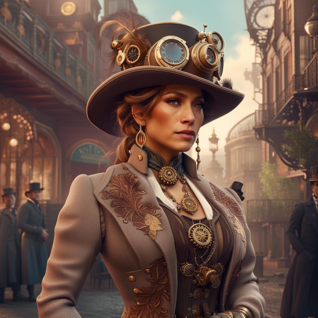 Steampunk Belle Epoque Portrait with Soft Colors