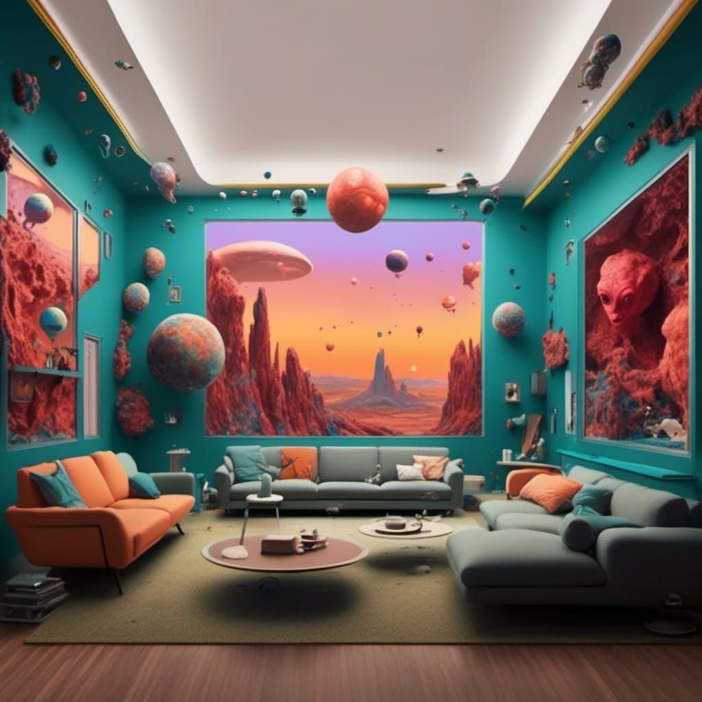 Surreal Alien World Through Suburban Window