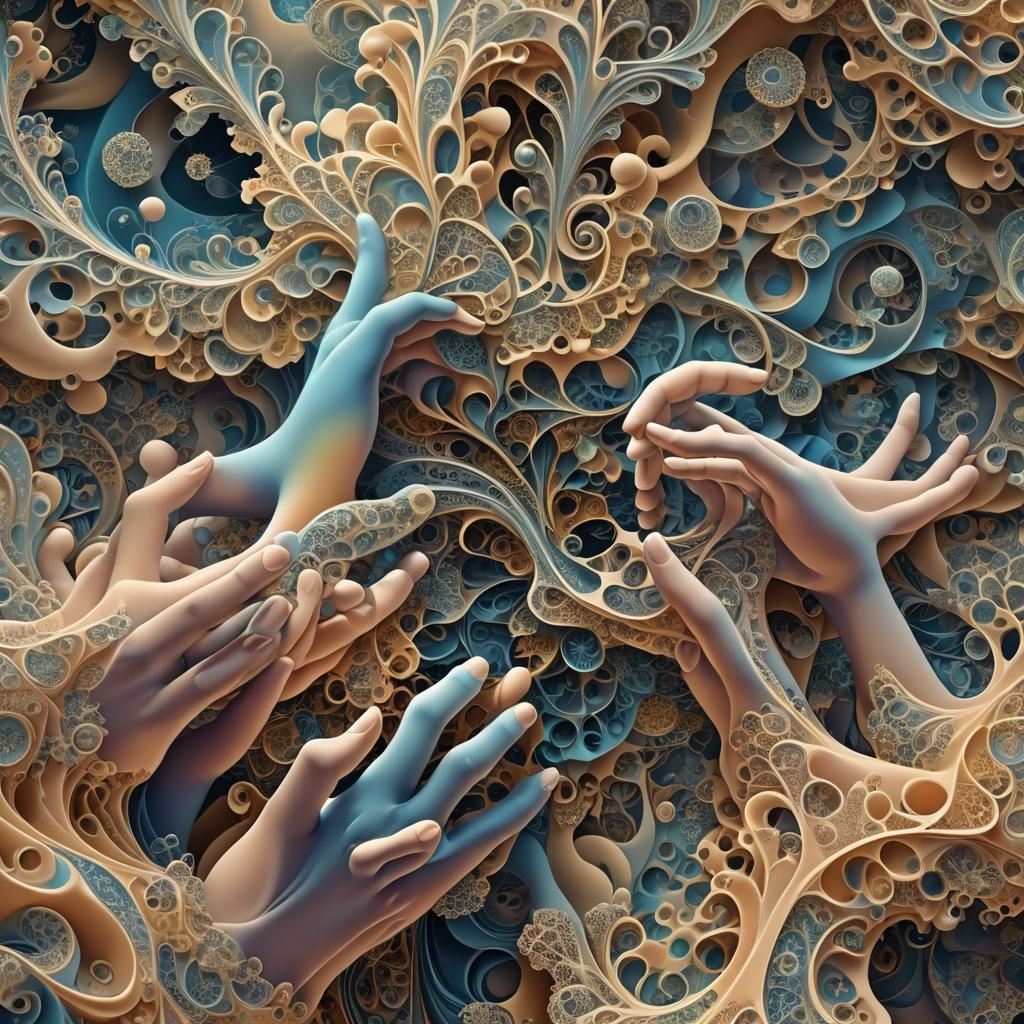 Shaping Dreams: Abstract Fractal Art in Escher Style