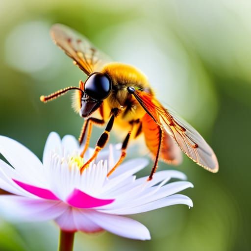Bee Encased Forever in Amber, Photorealistic