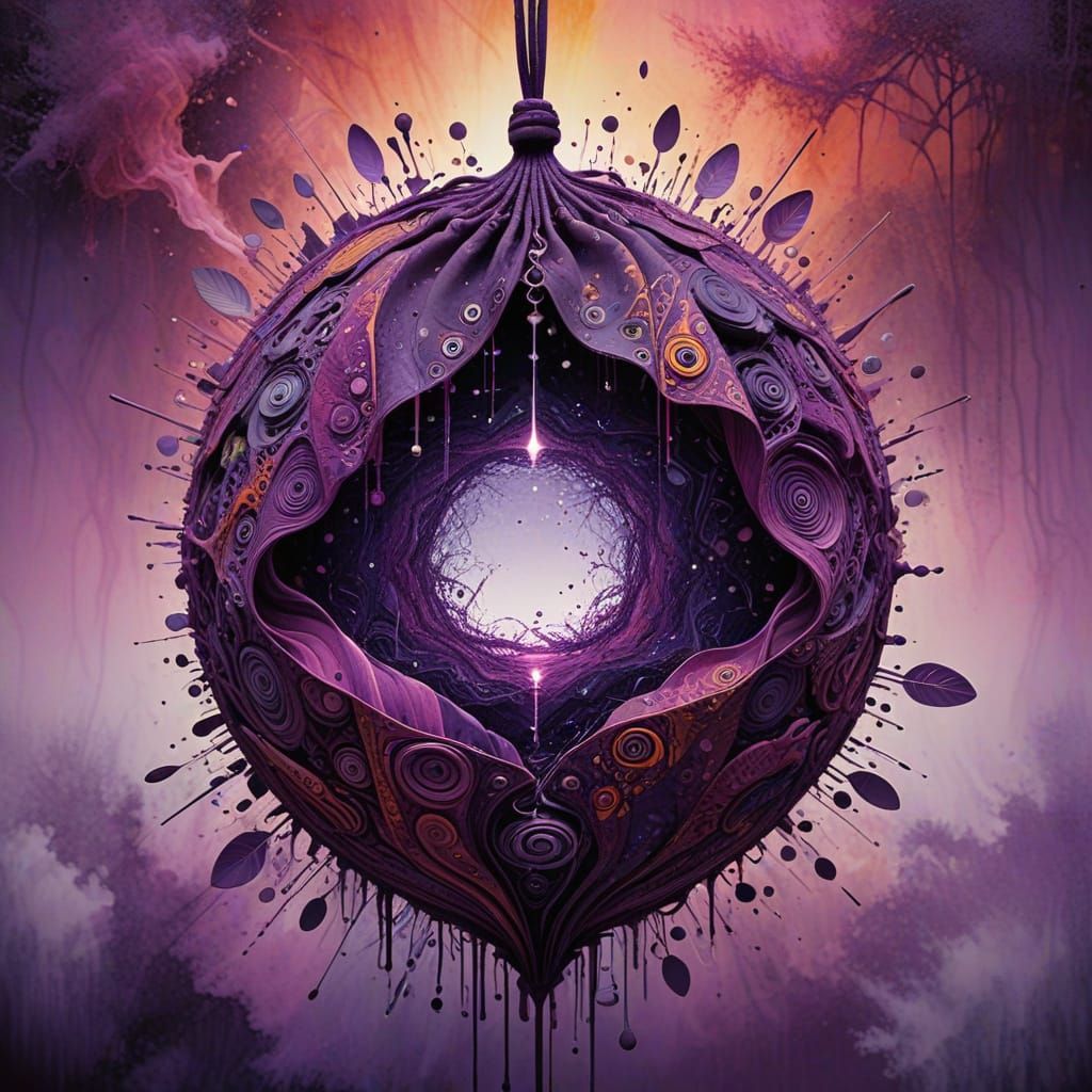 Rich Plum Purple Woven Bag in Dreamy Watercolor Style