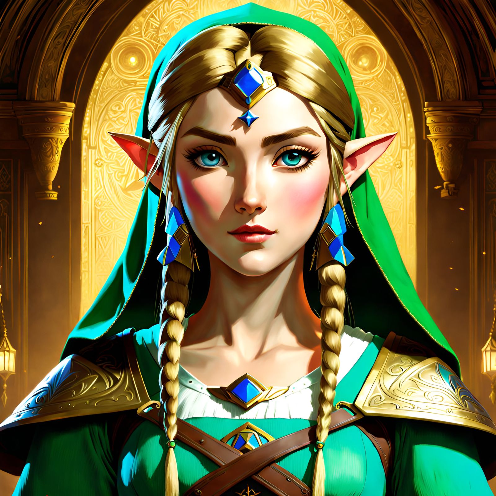 Princess Zelda as Link: Digital Art Portrait