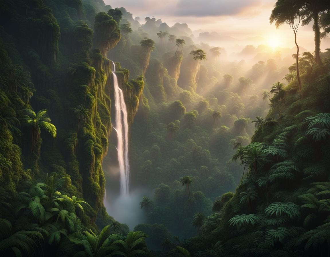 Spectacular Rainforest Waterfalls in Magic Hour