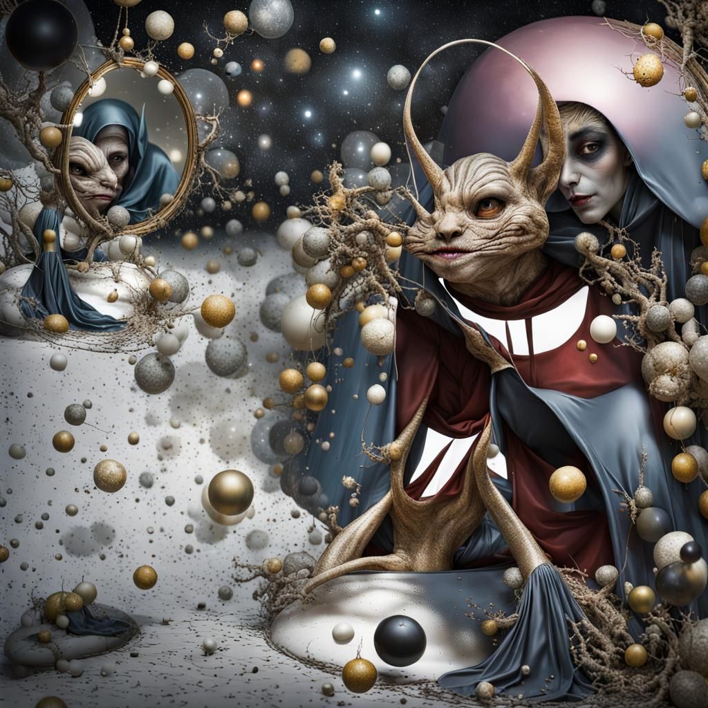 Extravagant Alien Characters in Cosmic Dreamscape: Photoreal...