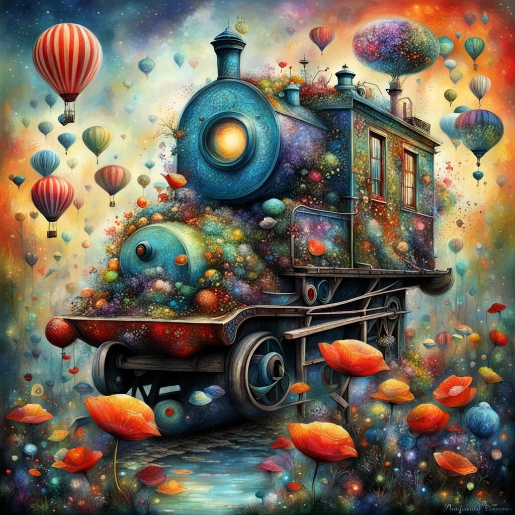 Enchanted Forest Illustration in Folk Art Style