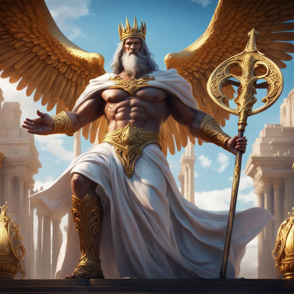 Kronos of Mythology in Flowing White Robes