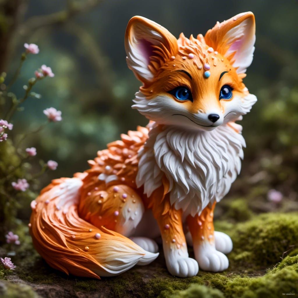 Pastel Kitsune: Mythological Fox in Digital Art