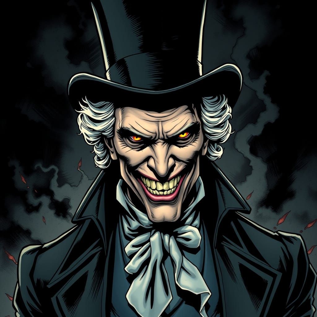 Villainous Andrew Jackson in Dark Comic Book Style