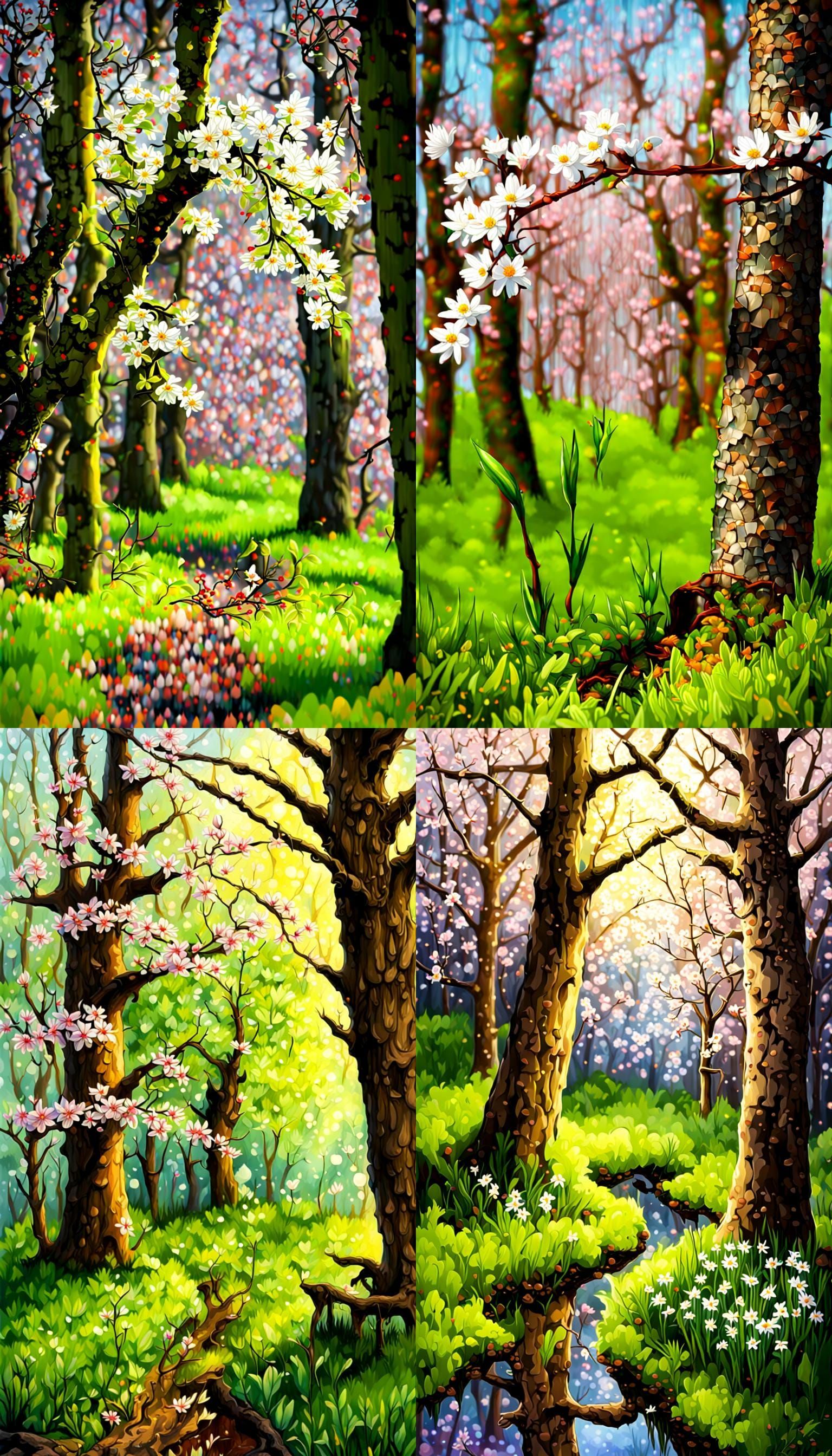 Mysterious Spring Landscape with Crooked Environment