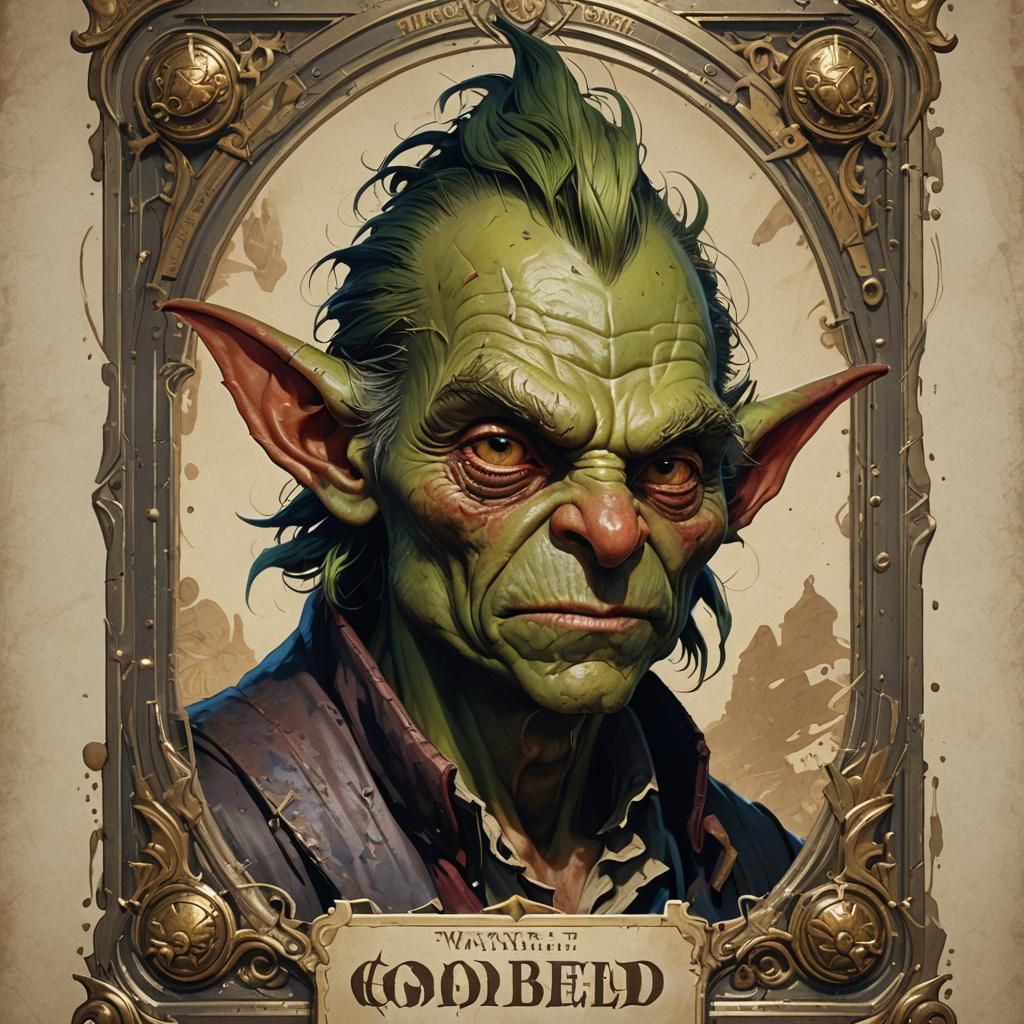 Wanted Goblin Counterfeiter Poster in Detailed Art Style