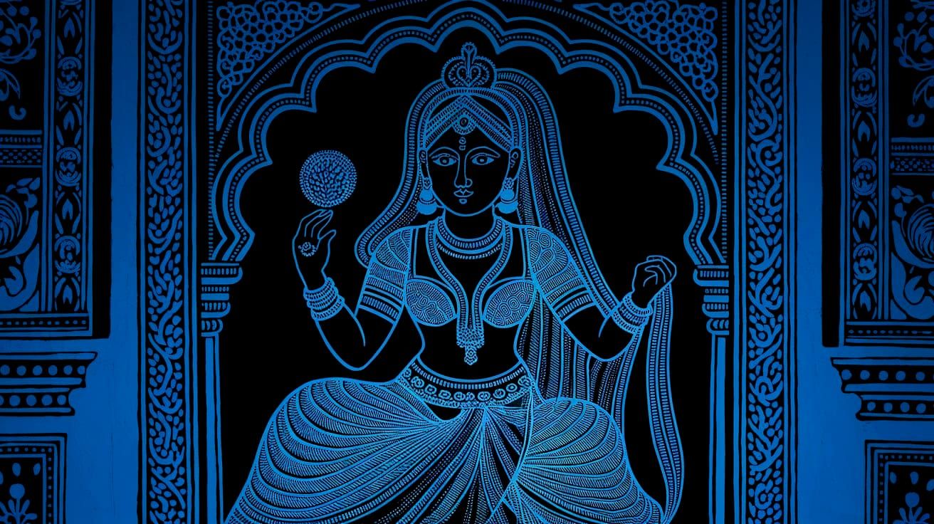 Madhubani Zentangle Art Illuminated by Blacklight