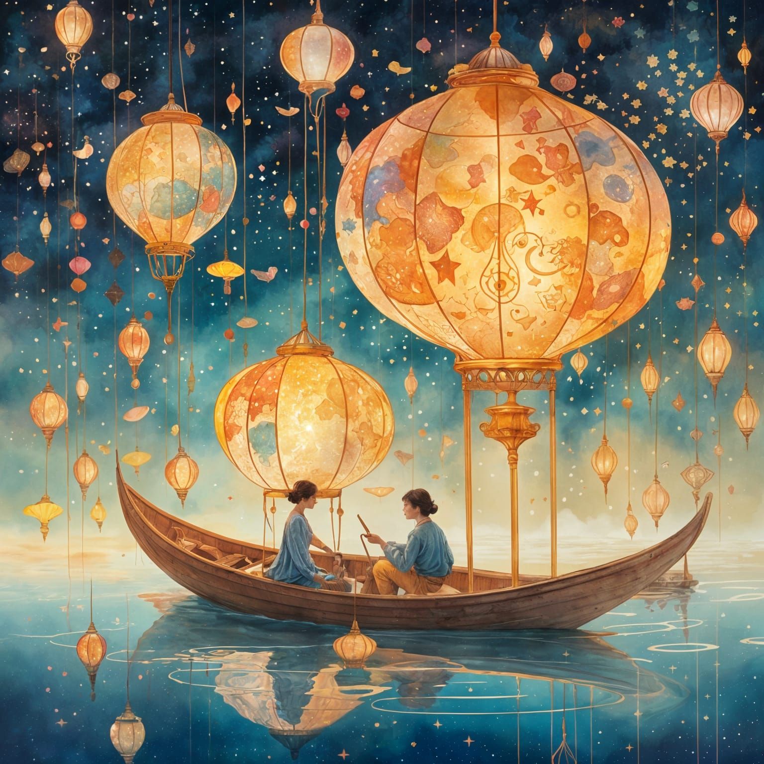 Romantic Starry Encounter in a Celestial Fairytale