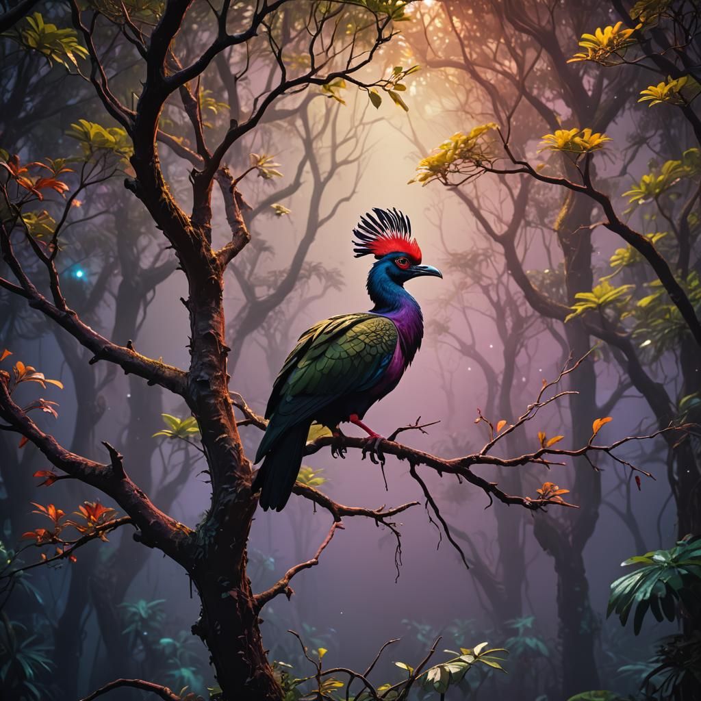 Crested Guan in Graffiti Art Style