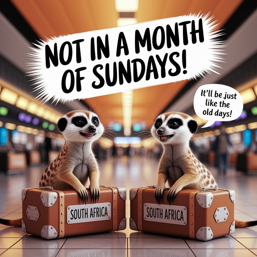 Meerkats' South African Adventure: A Whimsical Caricature
