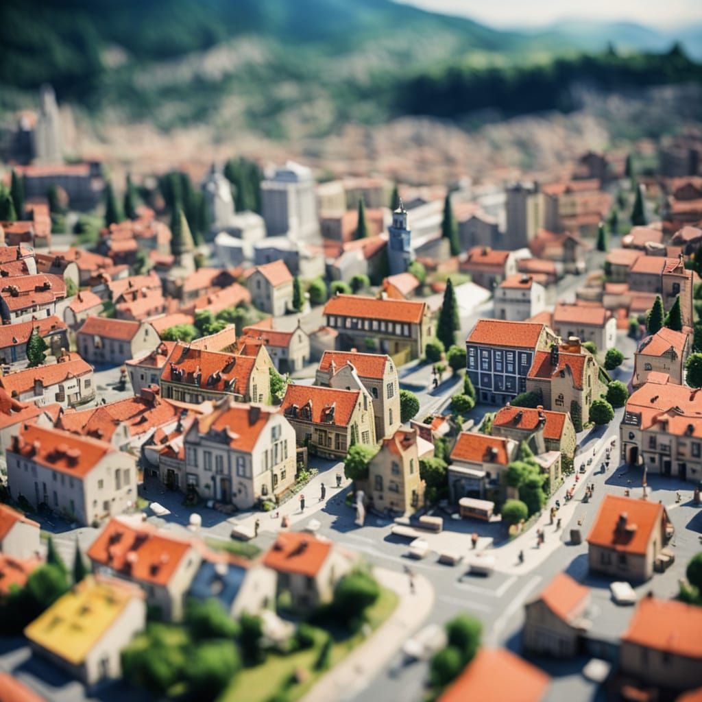 Miniature Tilt-Shift Town Scene