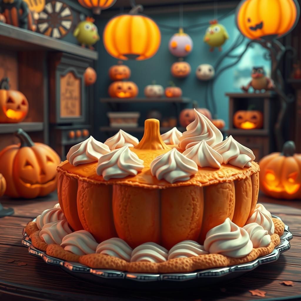 Halloween Shop Displaying Pumpkin Pie Art