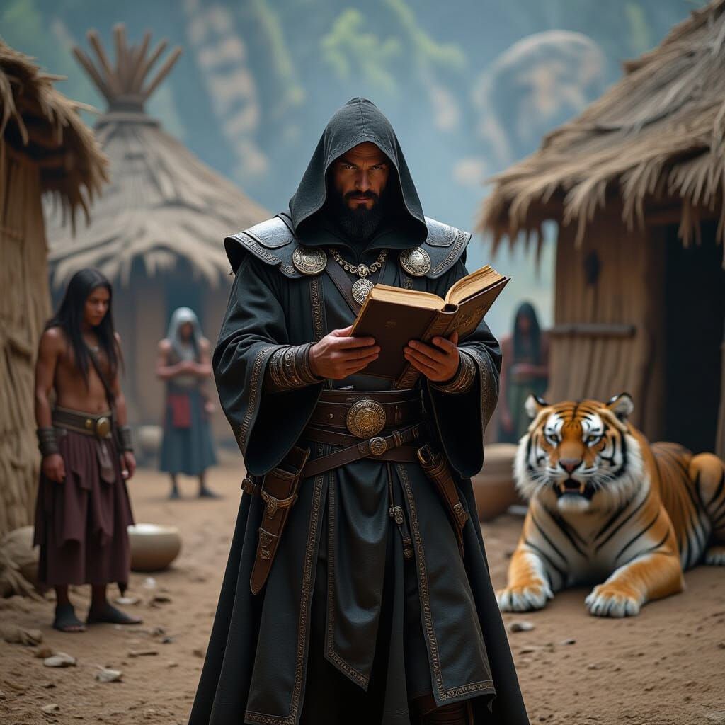 Stone Age Warlock with Saber-Toothed Tiger