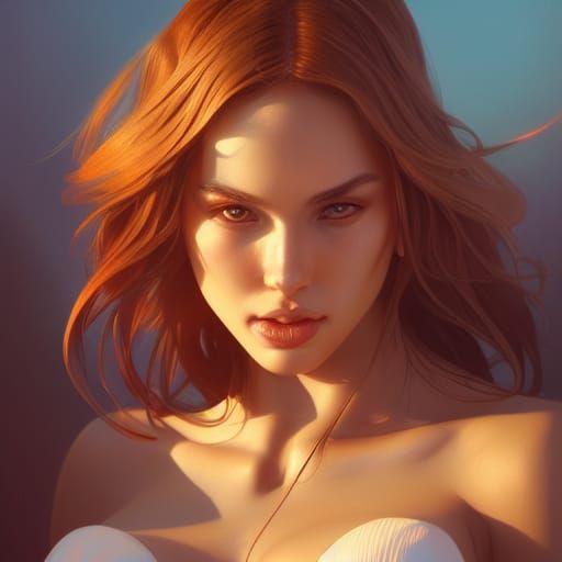 Bikini Portrait in Hyperdetailed Digital Art Style