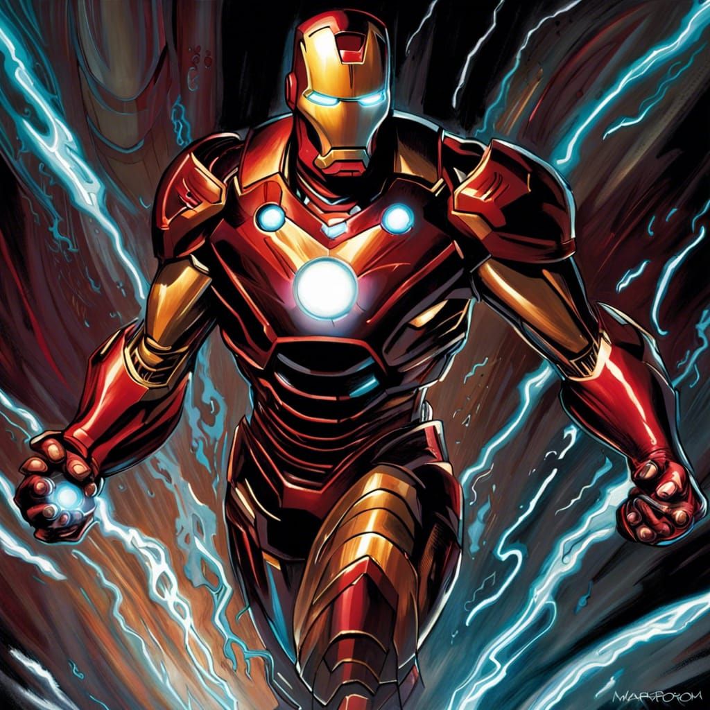 Superior Iron Man God in Comic Book Style