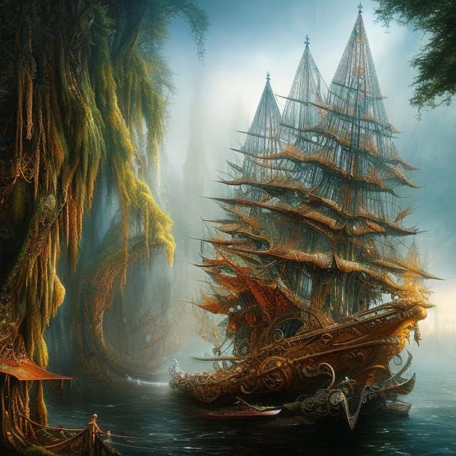 Faerie Home Inside Gnarled Oak Boat