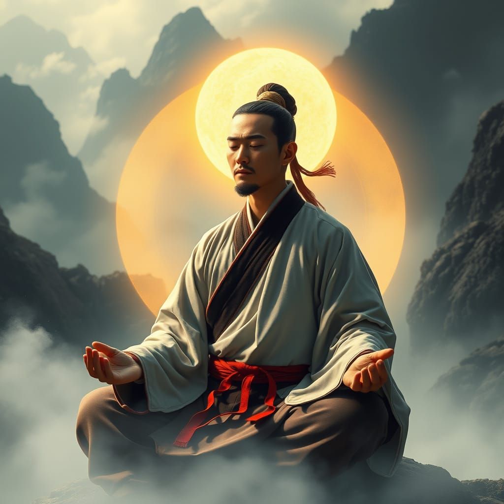 Serene Kung Fu Master in Golden Light