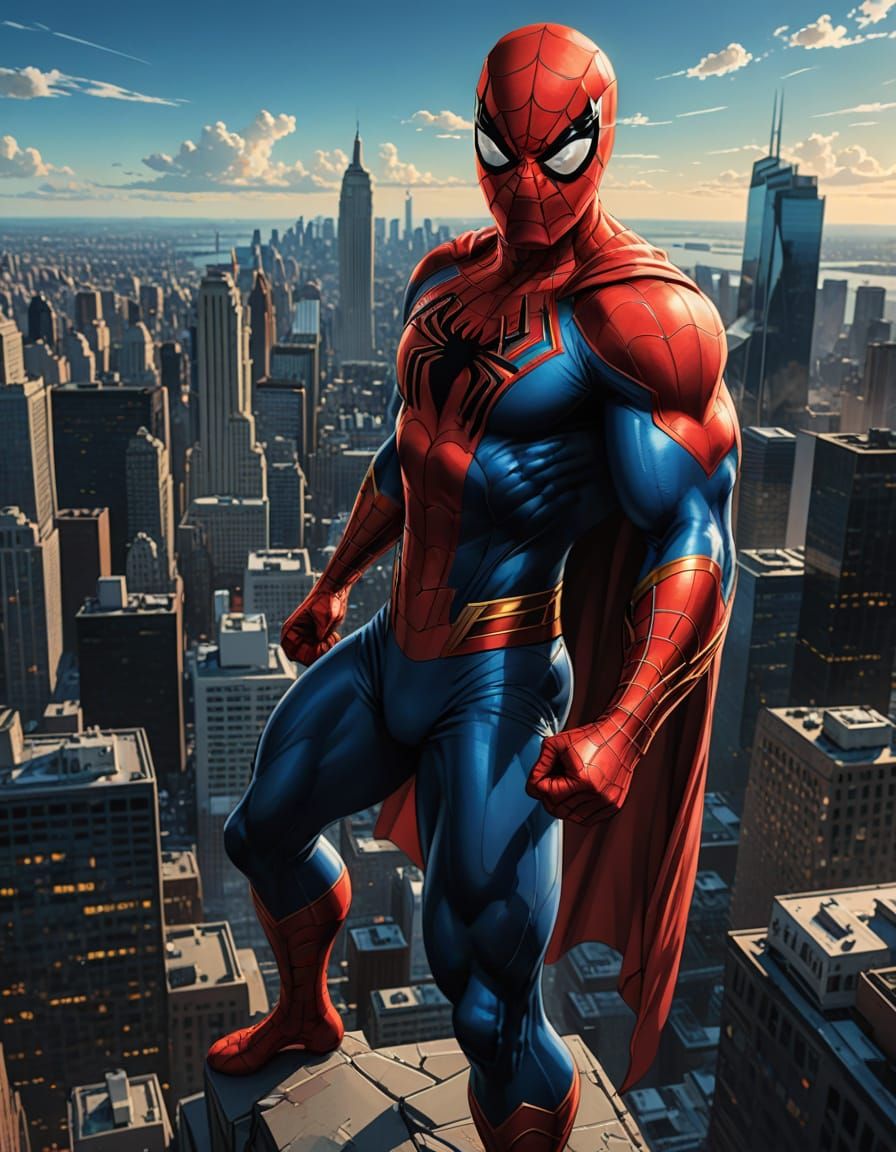 Epic Comic Book Fusion of Spider-Man and Superman