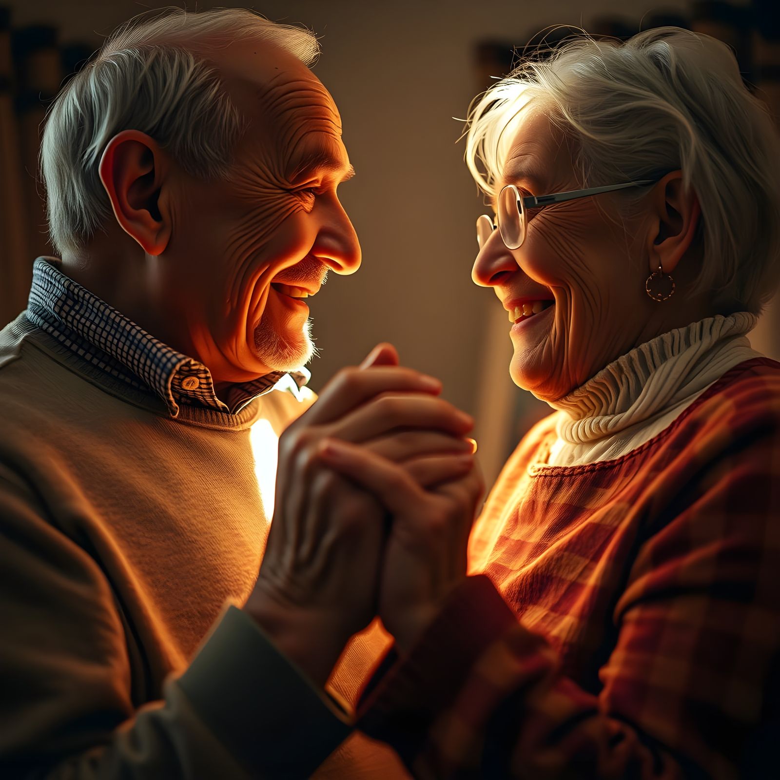 Romantic Couple in Intimate Living Room Moment