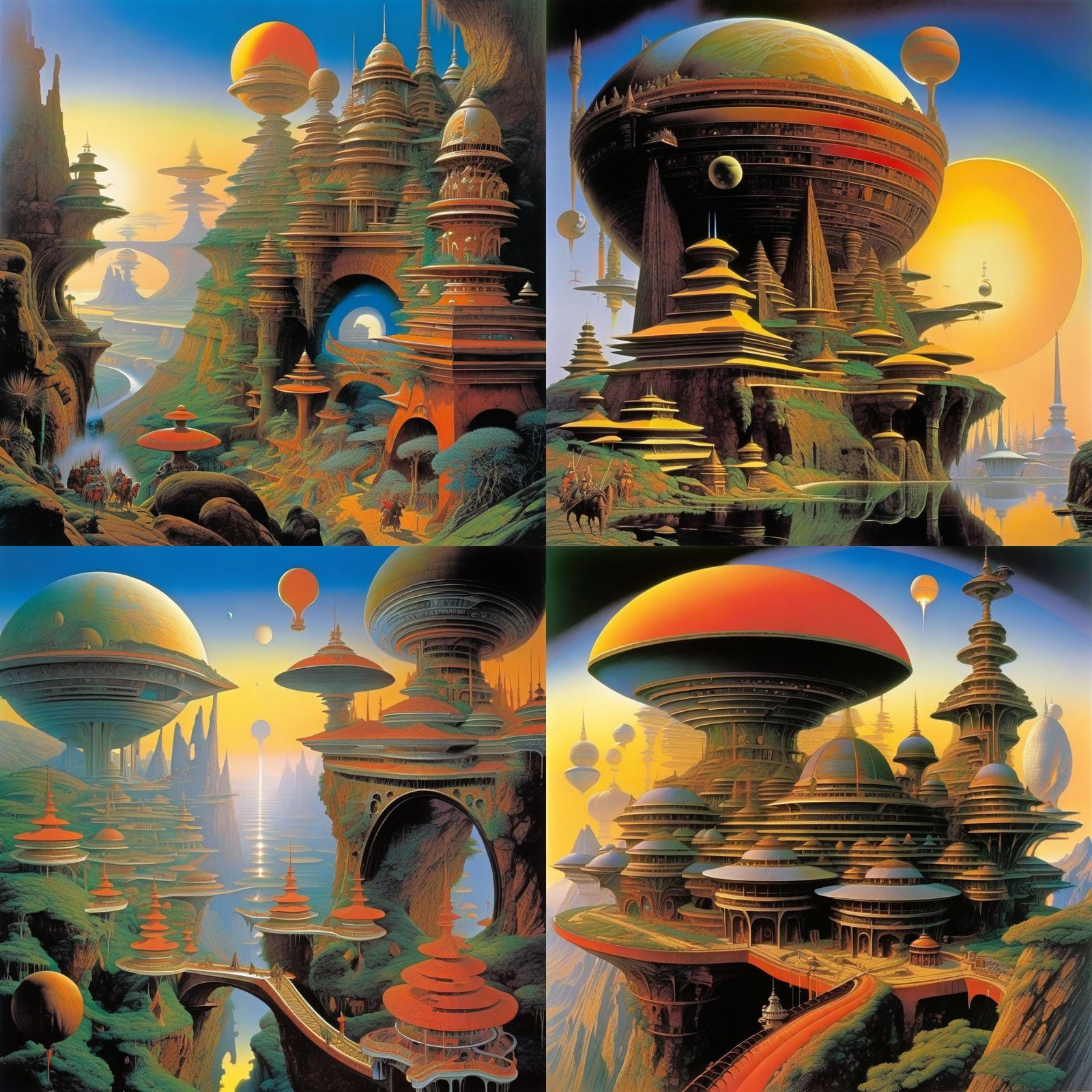 Surreal Landscape with Alien Figures, Woodroffe Style