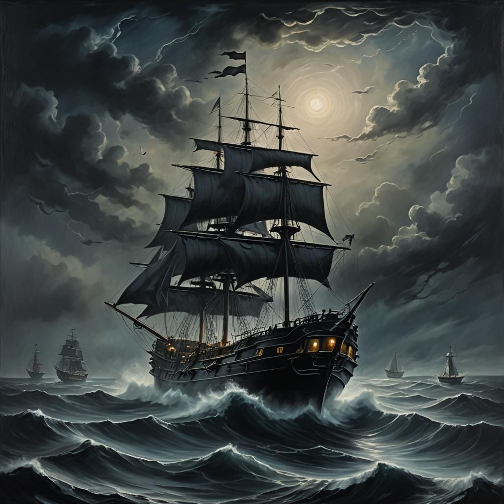 Gothic Surrealism: Black Ghost on a Ship