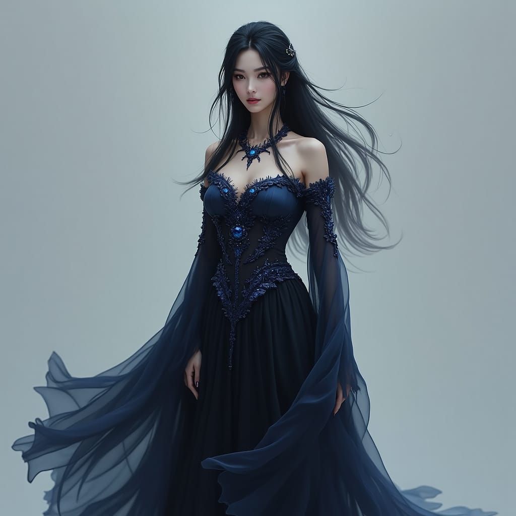 Regal Dark Queen in High-Fantasy Style Portrait