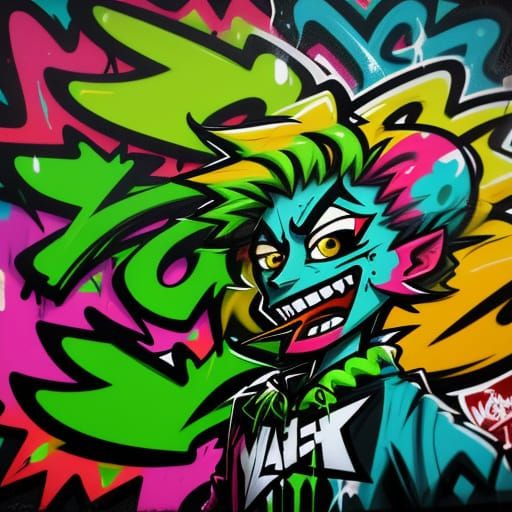 Cannabis Cartoon Character in Graffiti Art Style