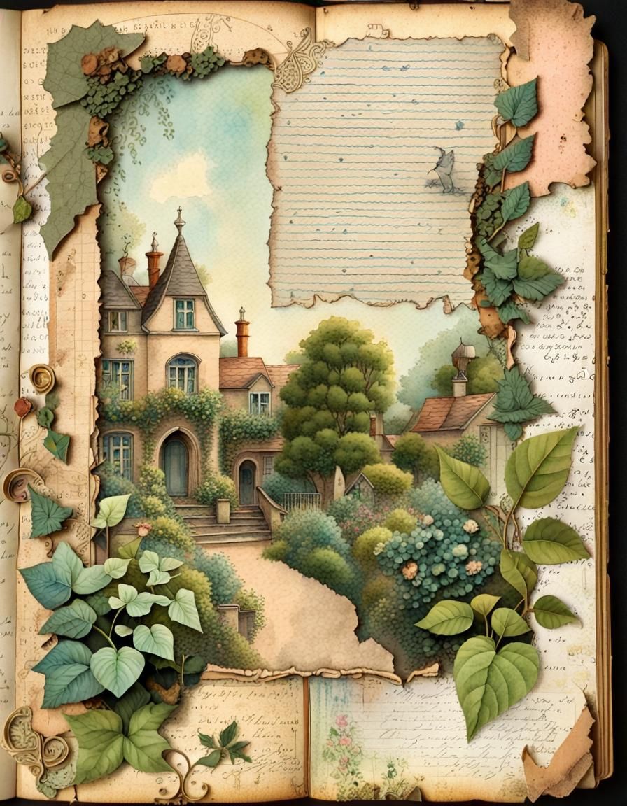 Dreamy Storybook Journal Page in Mixed Media Collage