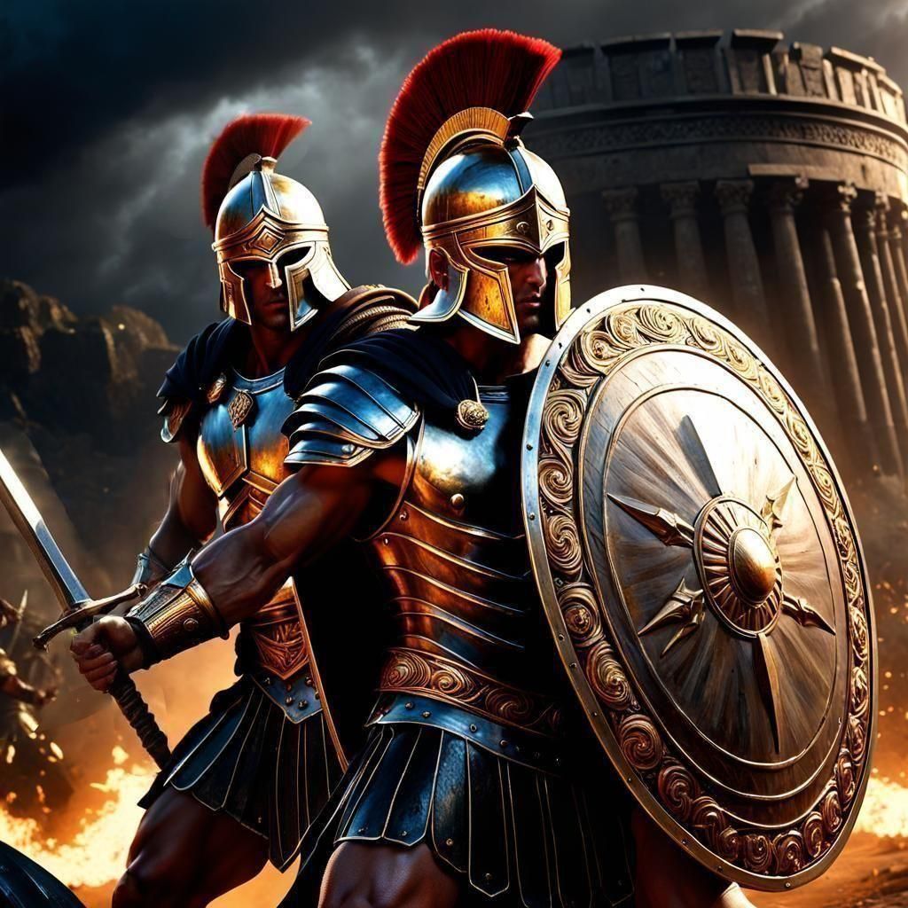 Achilles in the Battle of Troy: Dark Fantasy Art
