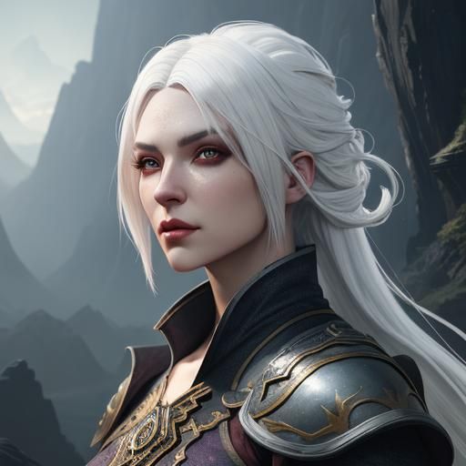 Fantasy White Hair Girl: Detailed Matte Painting