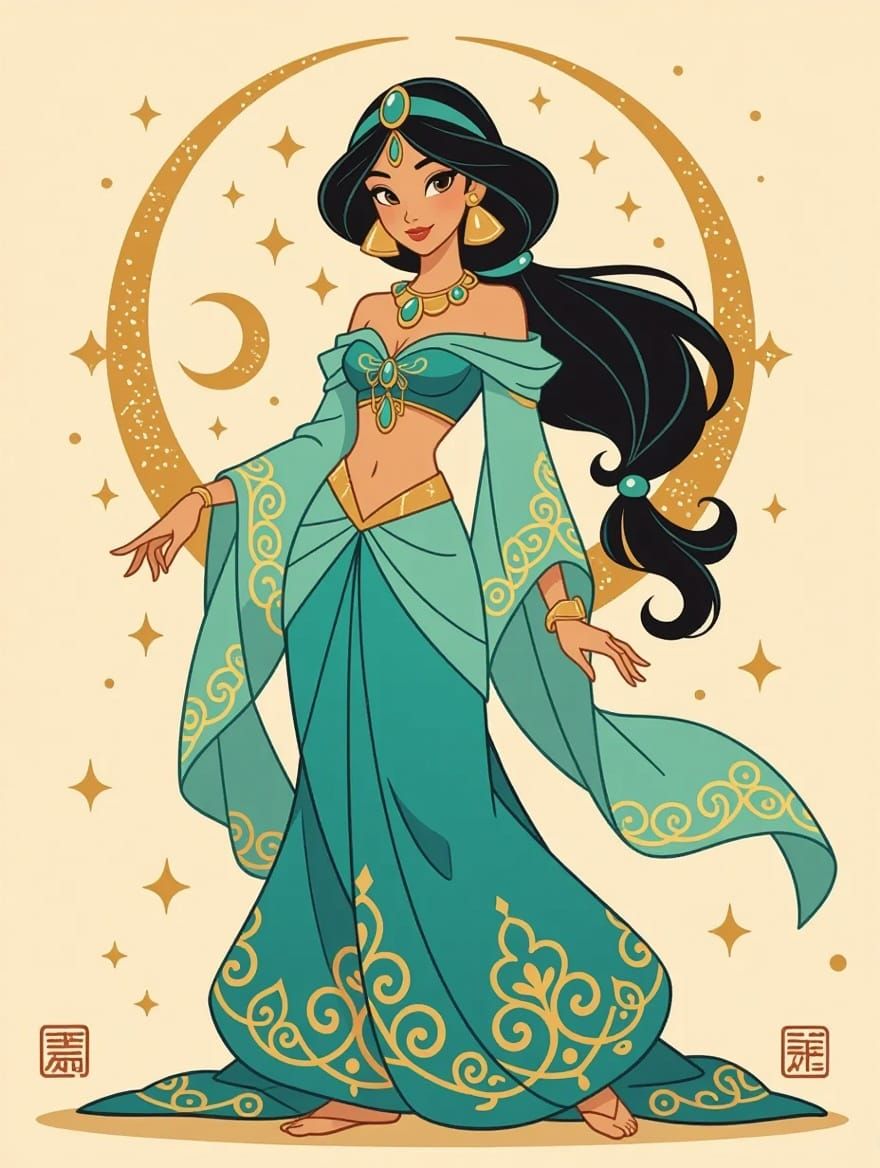 Noble Princess in Turquoise Silk