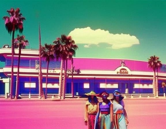 Retro 80s Group Photo in Hawaiian Shirts