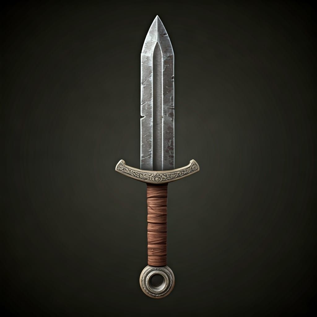 Rustic Short Sword with Weathered Blade