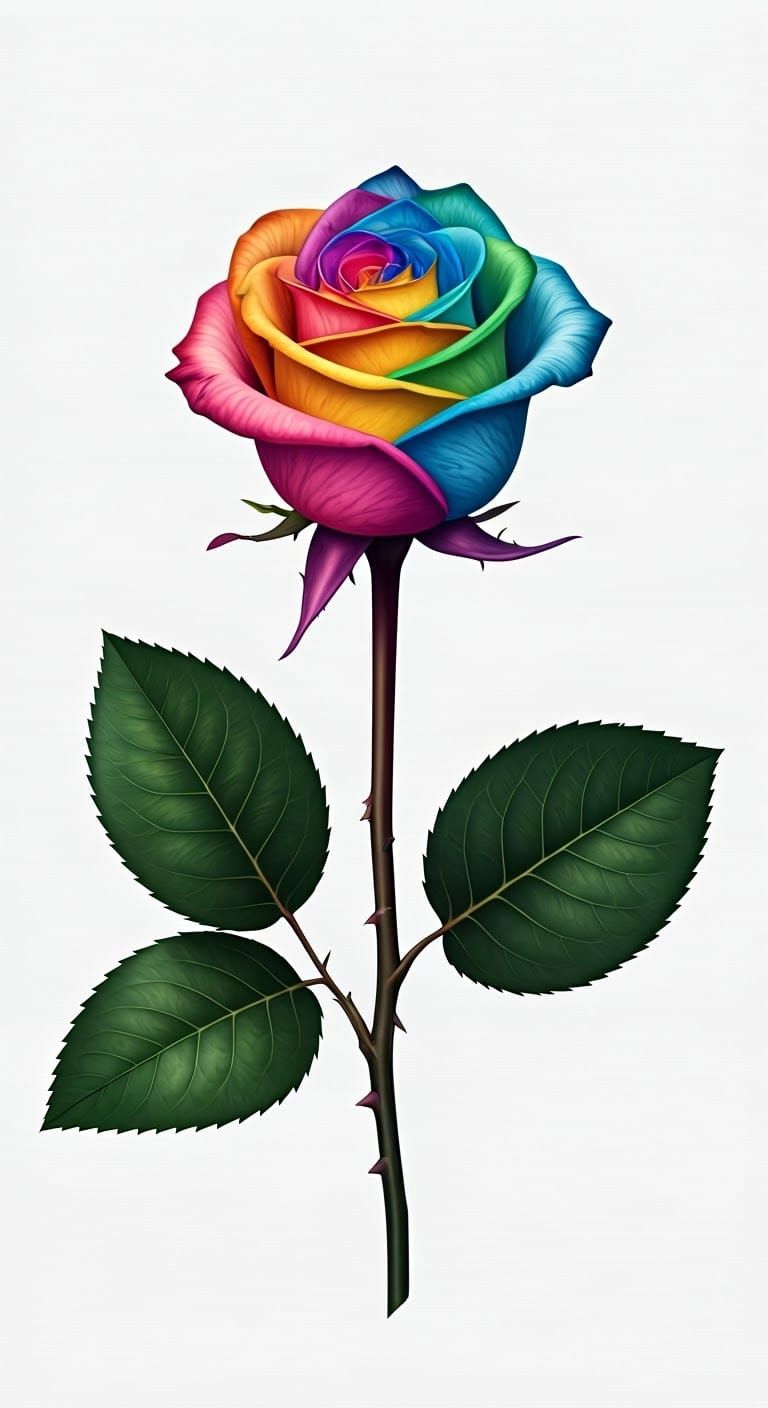 Vibrant Rainbow Rose in Full Bloom