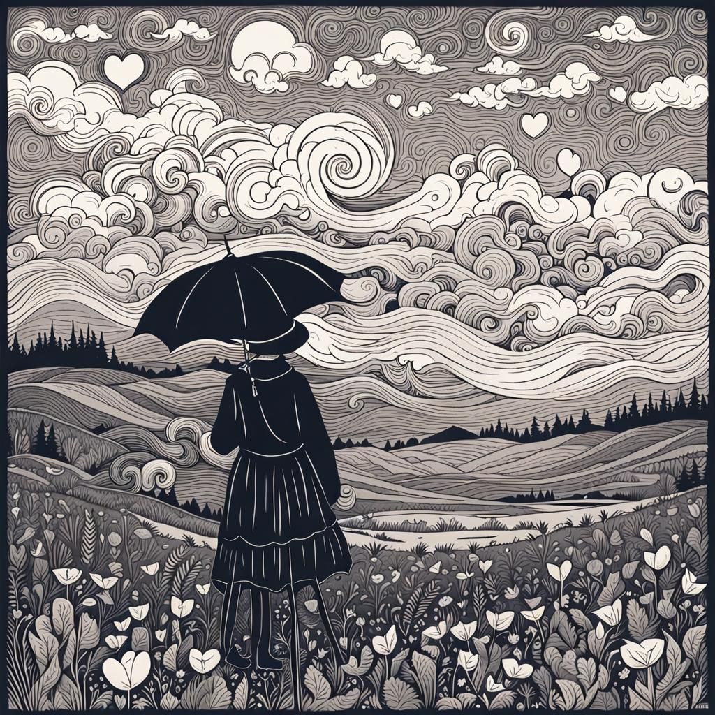 Striking Black and White Silhouette Image