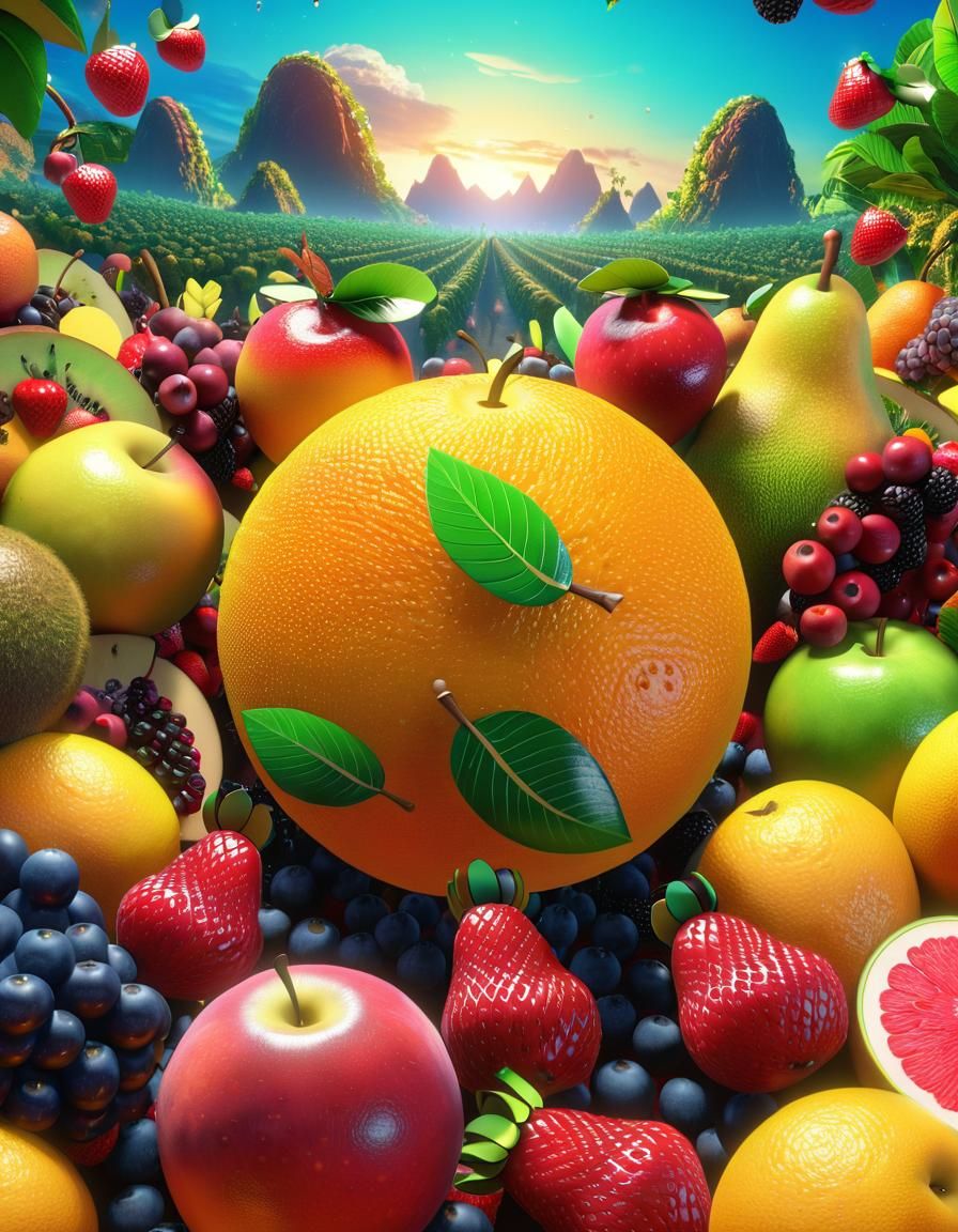 Planet of Fruit in Detailed Matte Painting