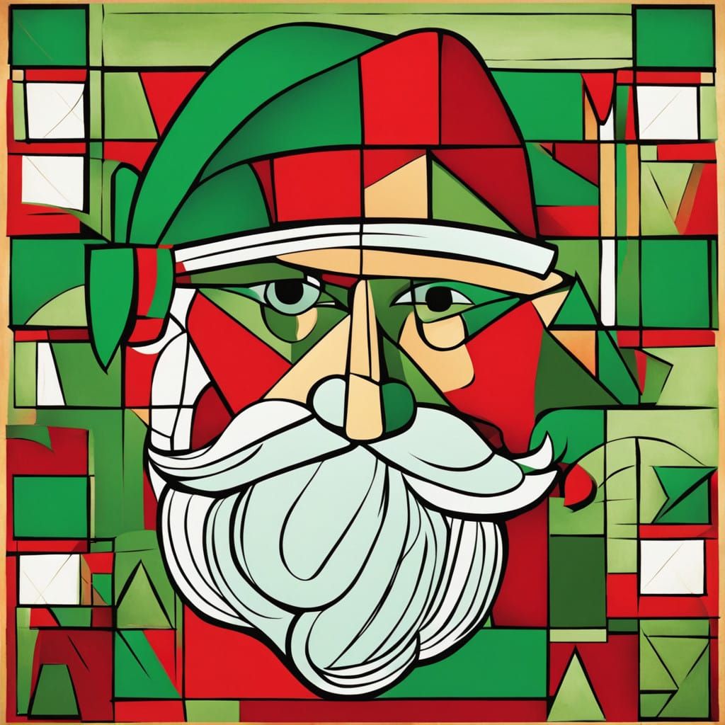 Santa Claus in Cubist Artistic Style