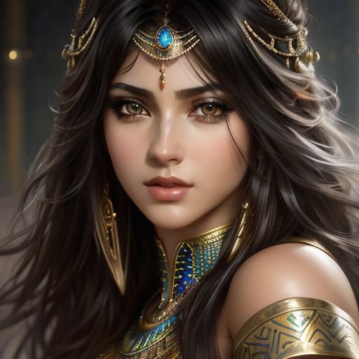 Beautiful Egyptian Woman in Hyperrealistic Painting