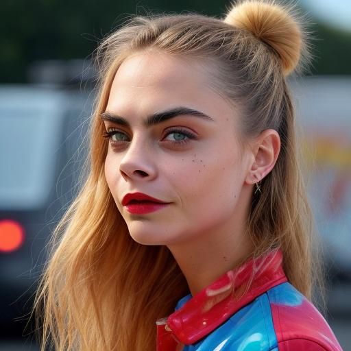 Hyperrealistic Portrait with Graffiti Sun