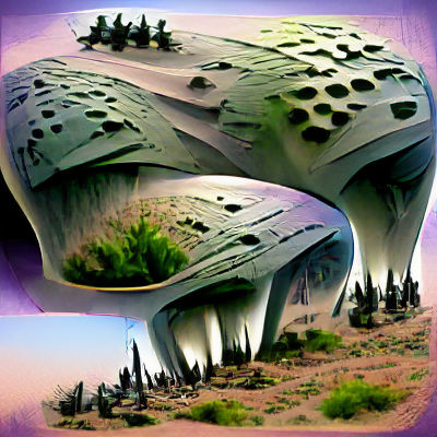 Alien Landscape with Futuristic Spaceship