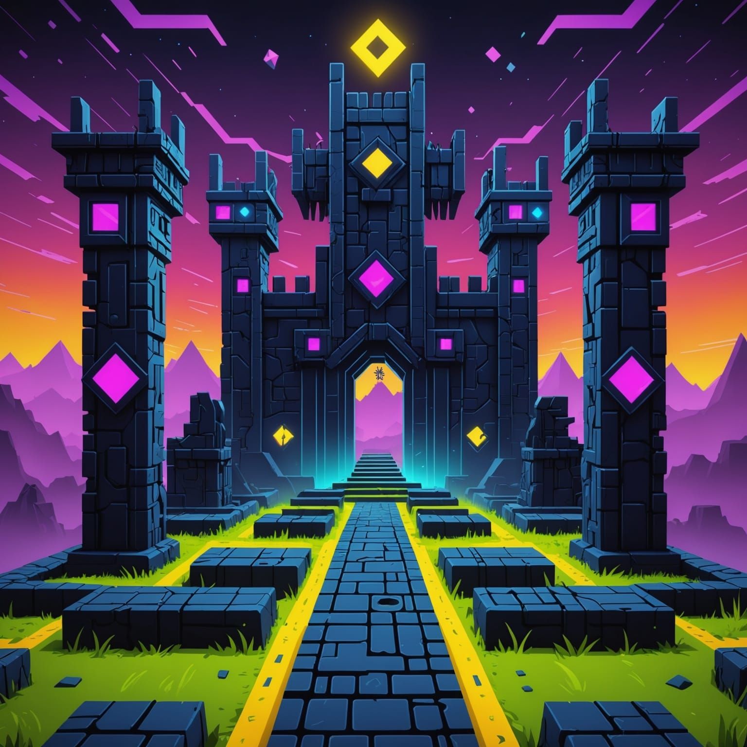 Fantastical Geometric Landscape in Deep Color
