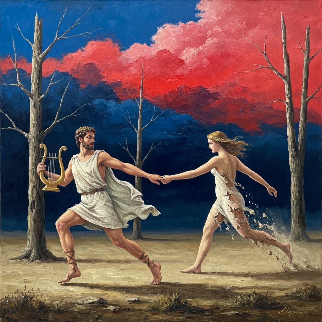 Orpheus and Eurydice in Neo-Impressionist Style